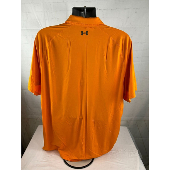 Men’s Under Armour HeatGear Golf Polo Shirt Sz 2XL Orange Loose Fit Short Sleeve - Picture 2 of 4